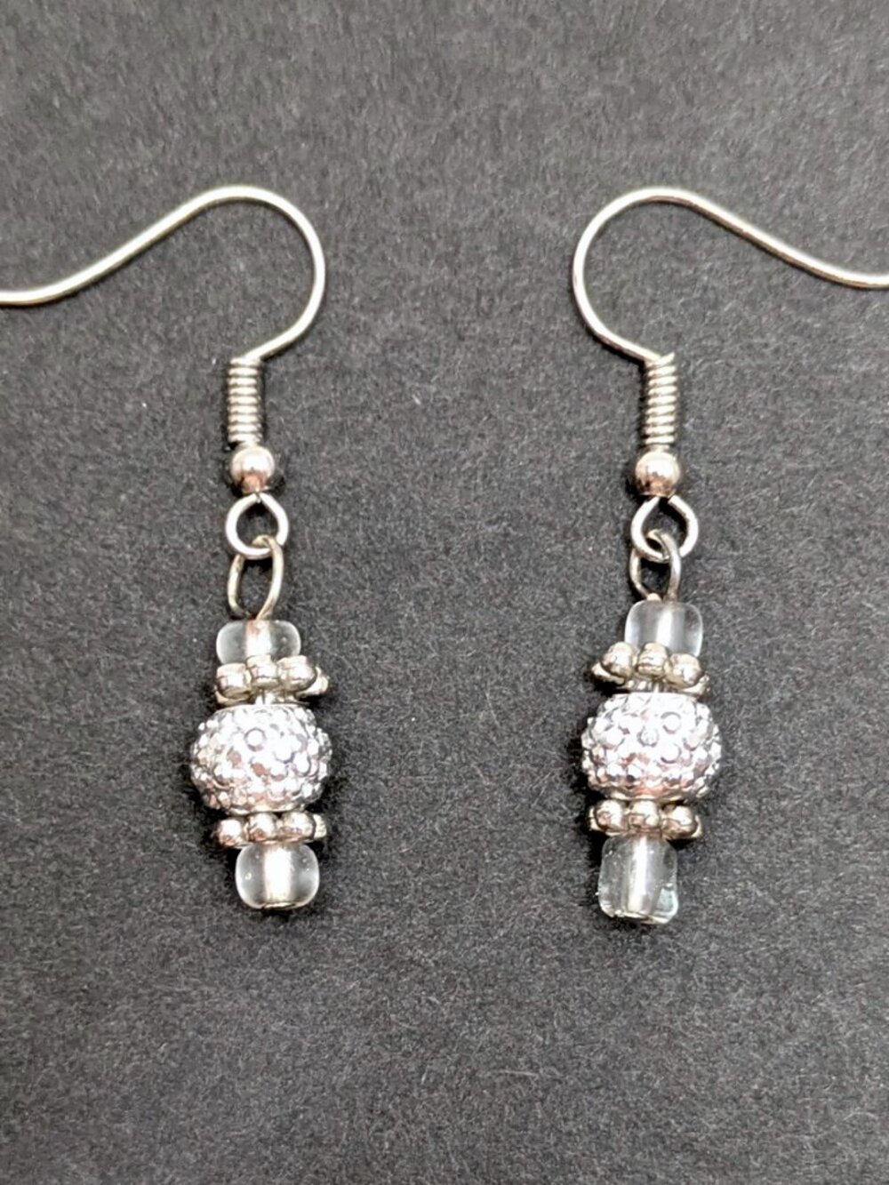 Handmade Studded Silver Disco Ball Earrings Y2K Y3K Dainty Glam Funky Sparkle